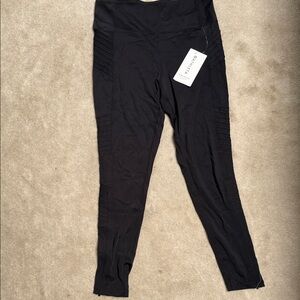 Athleta Black High-Rise Ribbed Side Panel Leggings